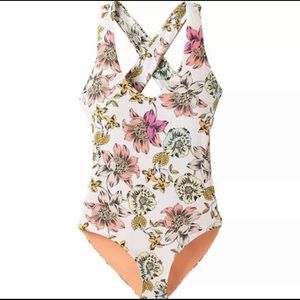 Prana Women's Bone Camelia Ella One-Piece
Floral Swimsuit UPF 50+ Size Large NWT